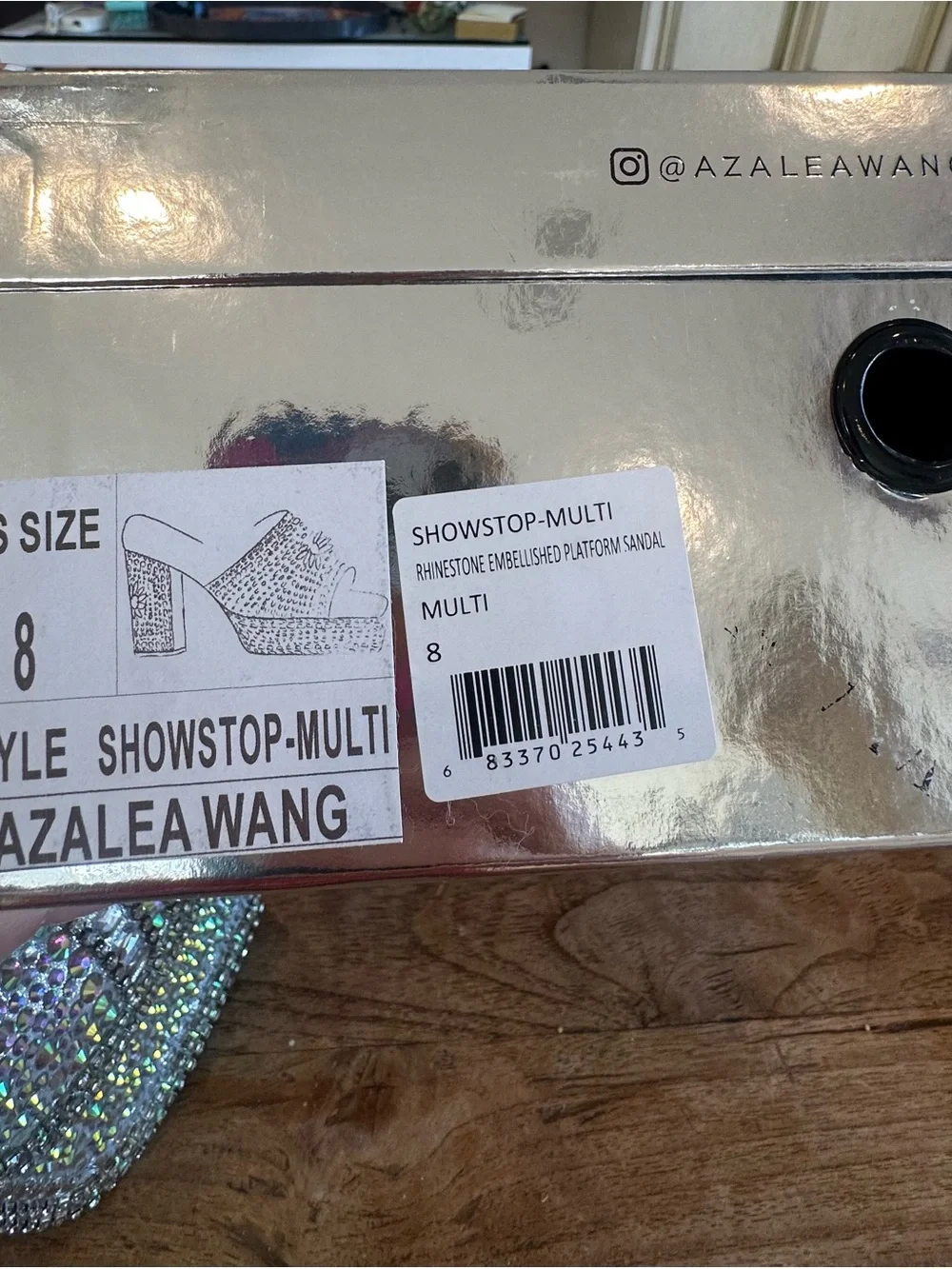 Azalea Wang Crystal-Embellished Silver Platform Sandals – Women's 8 NIB
